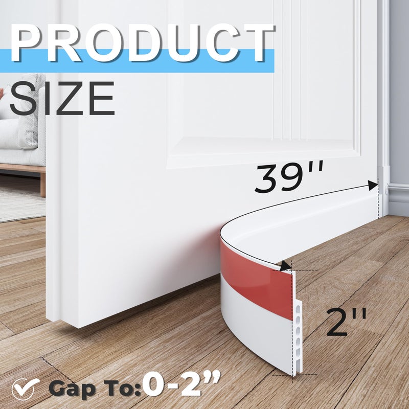 SYIPO 2 Pack Under Door Draft Stopper, 39" Premium Door Sweep Seal Strip Door Weather Stripping, Save Energy & Easy Instal Sound Proof Bottom Seal - Ideal for Keeping Out Cold/Hot Air & Noise - Image 2